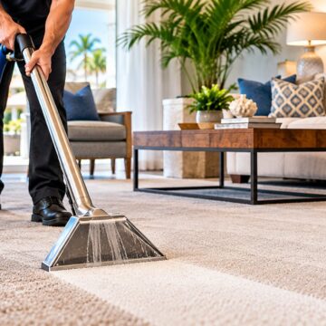 St. Petersburg Carpet Cleaning: Why Dirt Busters Is a Trusted Choice for Cleaner, Fresher, Better-Looking Carpets Professional-carpet-cleaning-technician-using-hot-water-extraction-equipment-to-deep-clean-beige-carpeting-in-a-beautifully-furnished-St.-Petersburg-Florida-living-room